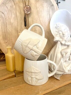What a FUNGI 🍄 PLACE & TIME Set of Two Mugs MUSHROOM MOTIF
